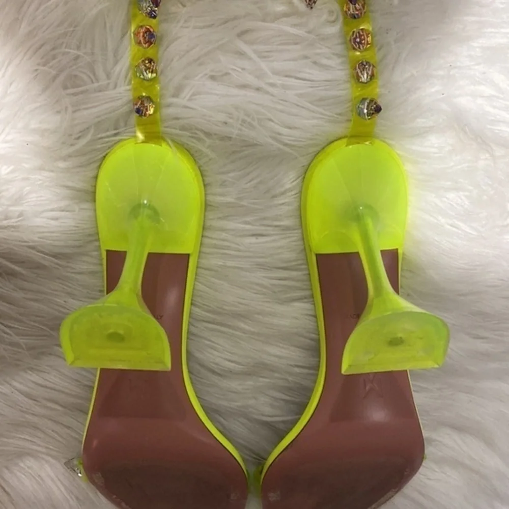 Amina Muaddi‎ Julia Neon Crystal-Spike Clear sandal size 38.5 EU